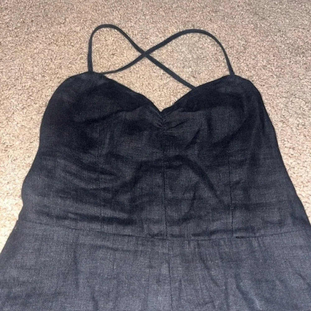 Reformation Oregano Jumpsuit Lace‎ Up Back Linen Black 2